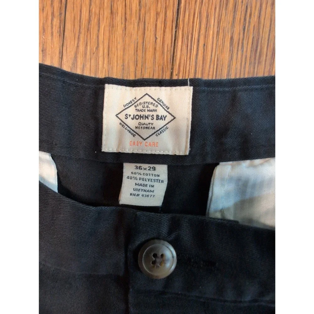 St. Johns Bay Mens 36x29 Easy Care No Iron Black Pleat‎ Front Dress Pants Chinos